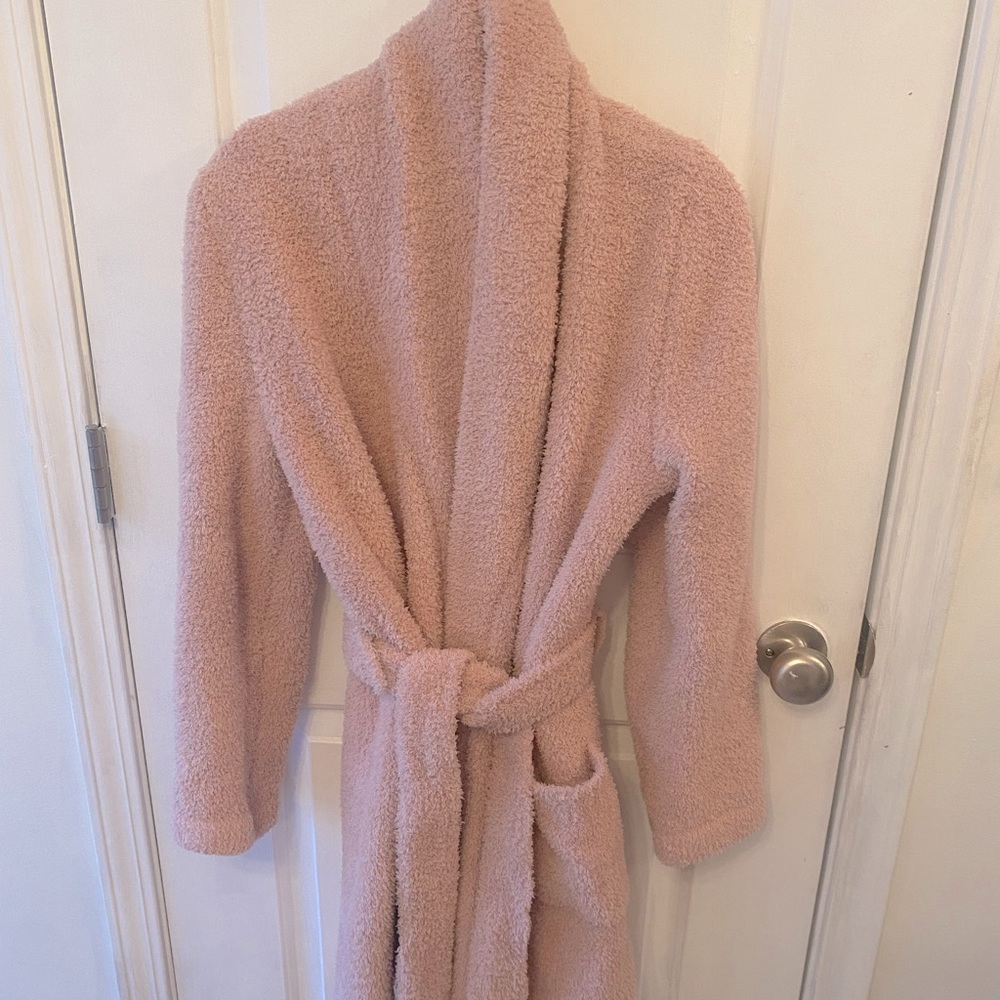Pink fuzzy robe